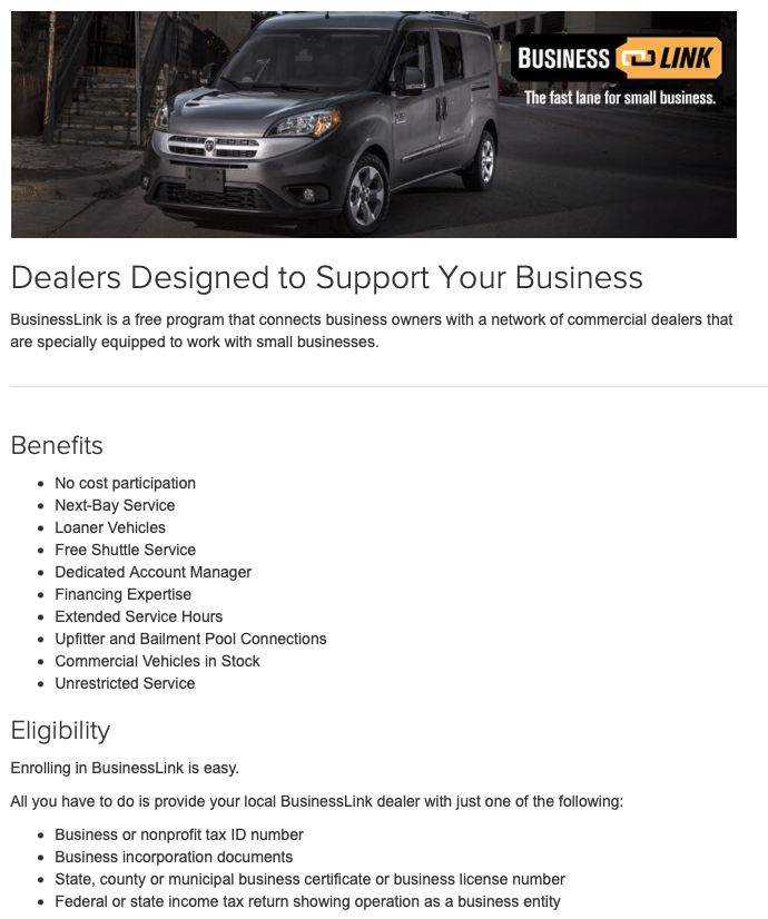What is RAM Business Link - Baltimore Area dealer