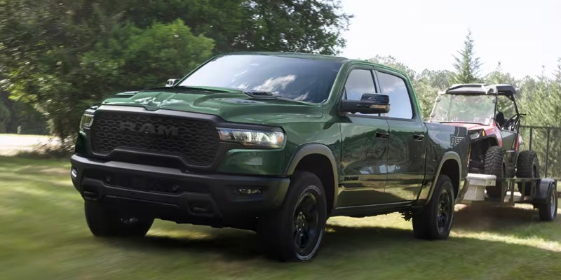 Ram truck towing a trailer