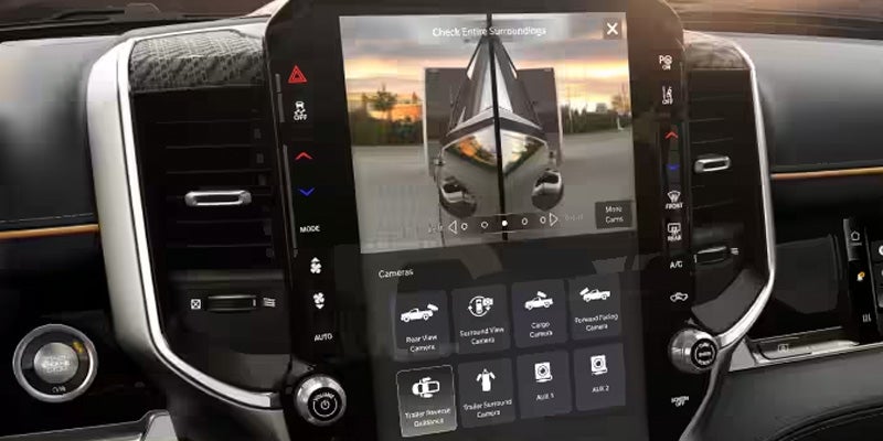 Uconnect touchscreen with trailer camera view