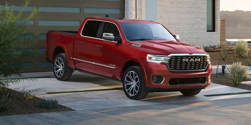 Red Ram pickup truck front view