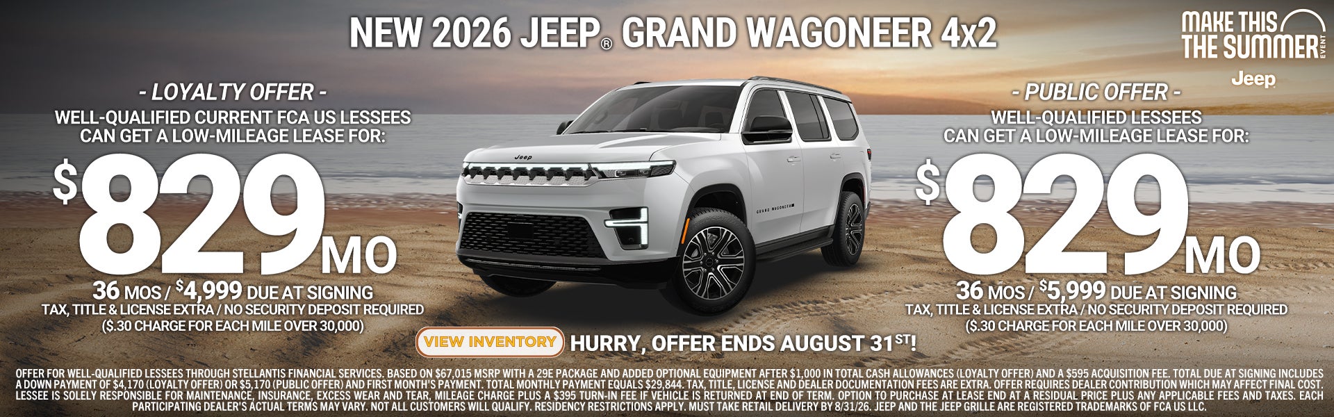 2026 Jeep Grand Wagoneer Loyalty Offer $829/month - 36/mths